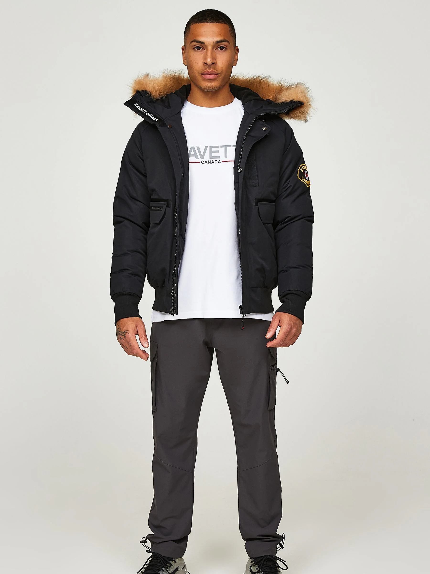 Jet black - Zavetti Canada Abelli voor heren 2.0 Bomberjack met capuchon