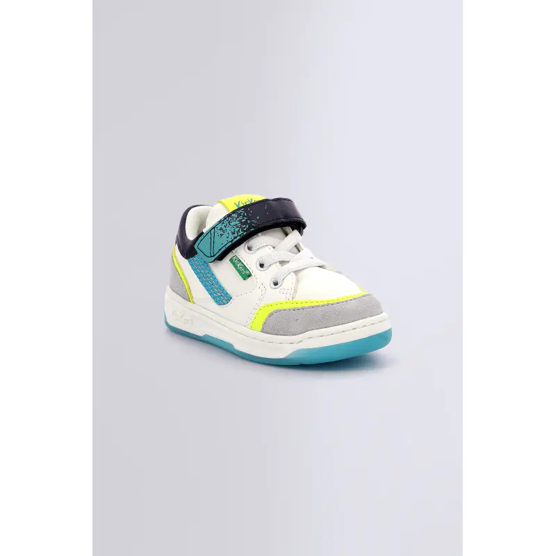 KOUIC BLANC GRIS FLUO BASKETS BASSES Synthétique Garçon