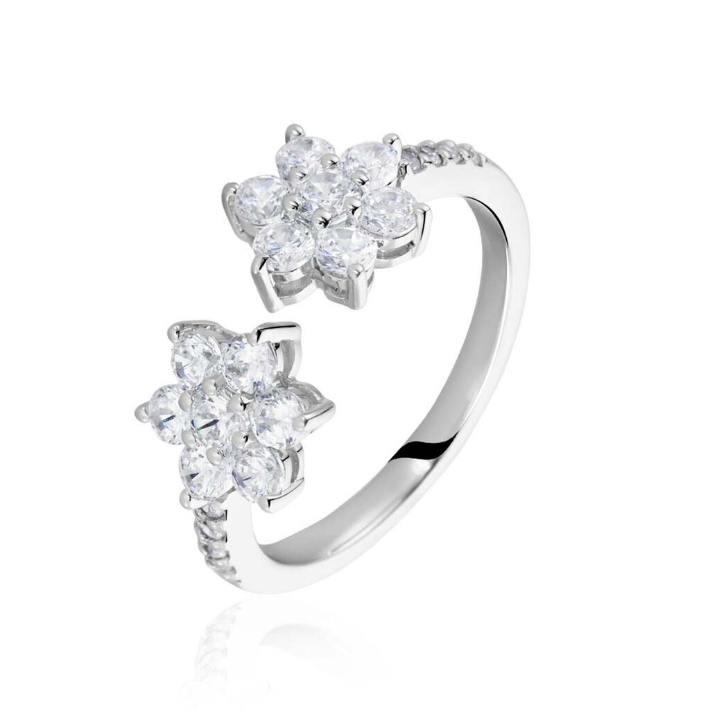 Bague Ajustable Sarette Argent Blanc Oxyde De Zirconium