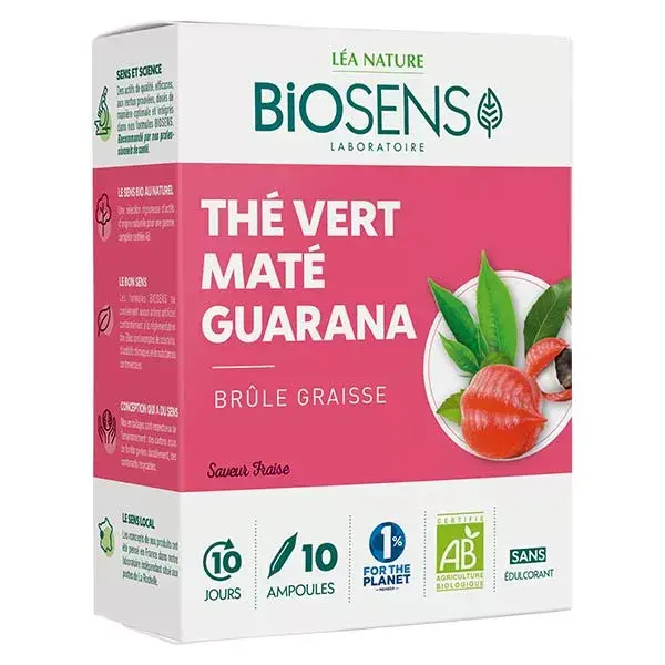 Biosens Thé Vert Maté Guarana Bio 10 ampoules