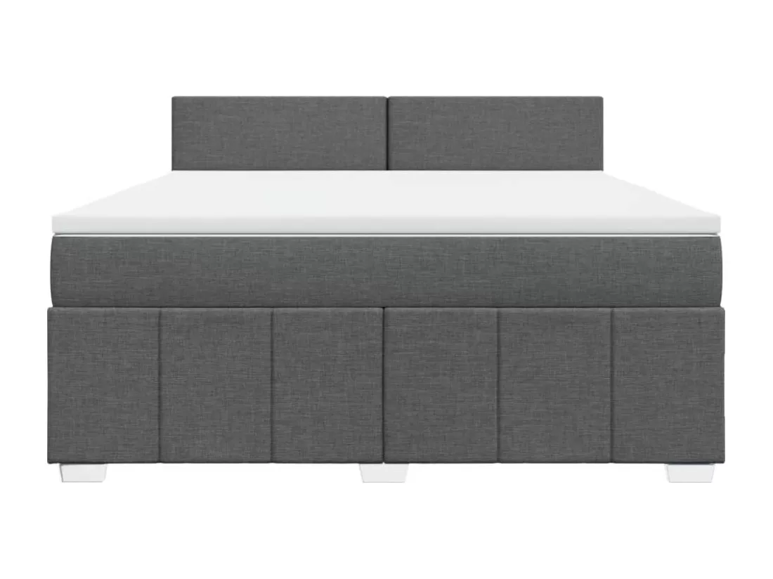Sommier à lattes de lit avec matelas Gris foncé 180x200cm Tissu