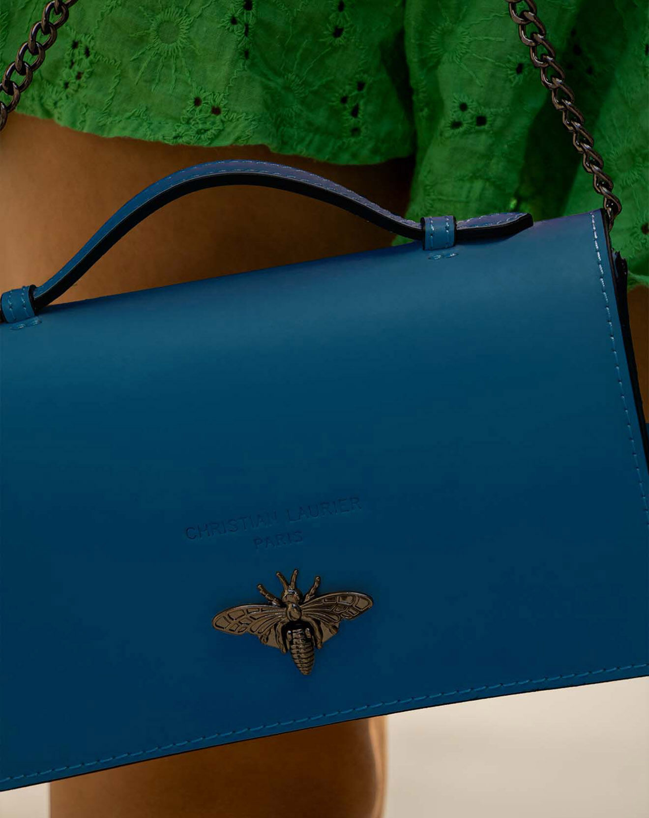 Christian Laurier Sac bandoulière en Cuir Stacy bleu - 22x12x4 cm