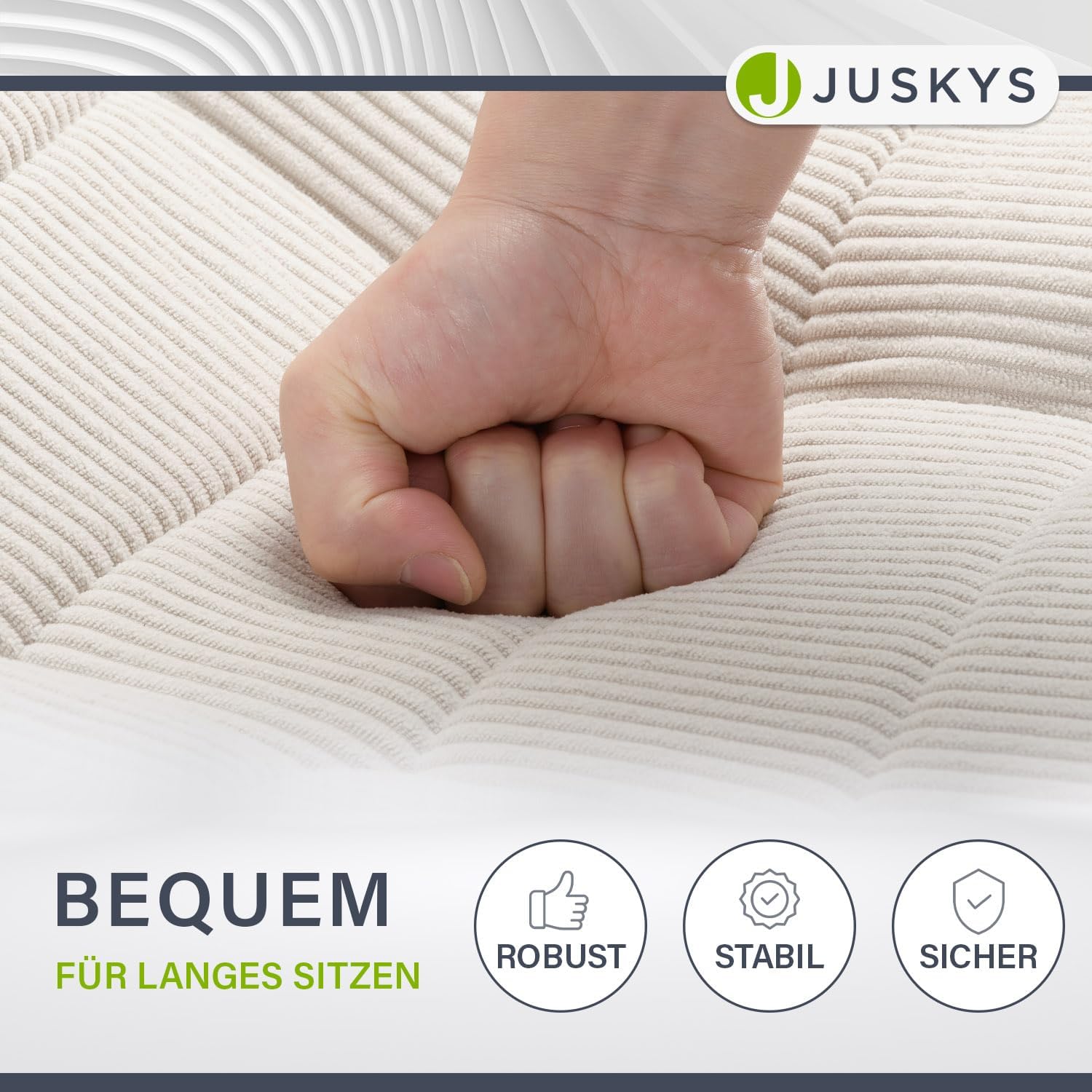 Juskys Relaxsessel Korsika - Ergonomisch & 360° drehbar, klappbar mit 5-lagiger Polsterung - Gemütlicher Cord Sessel für Wohnzimmer - Beige
