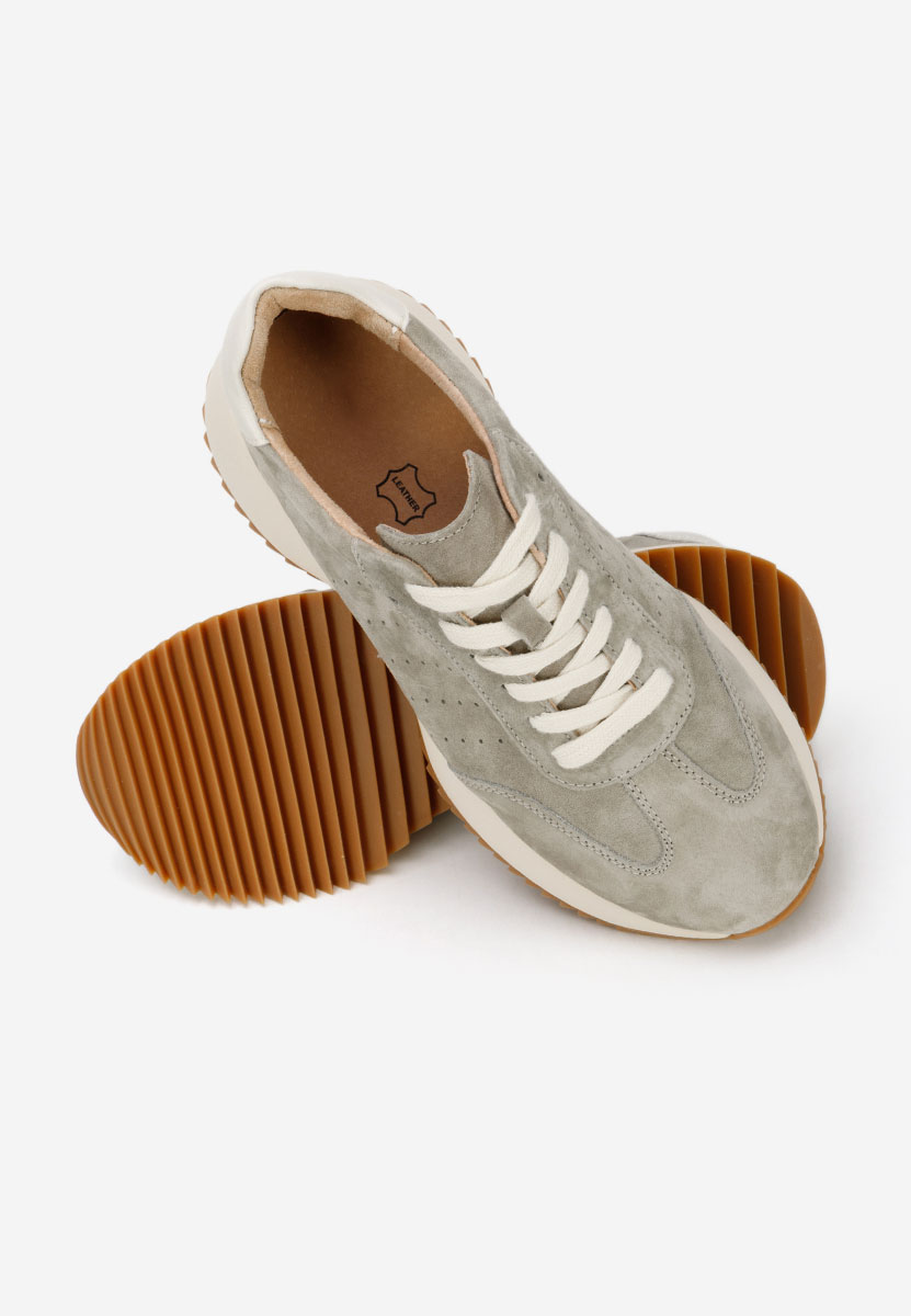Baskets pour femme en cuir gris Yasminia