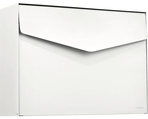 MEFA brievenbus, gepoedercoat staal, BxHxD 430x312x110 mm, Letter 112, zuiver wit RAL 9010, zijdemat, zonder naamplaatje, met klep