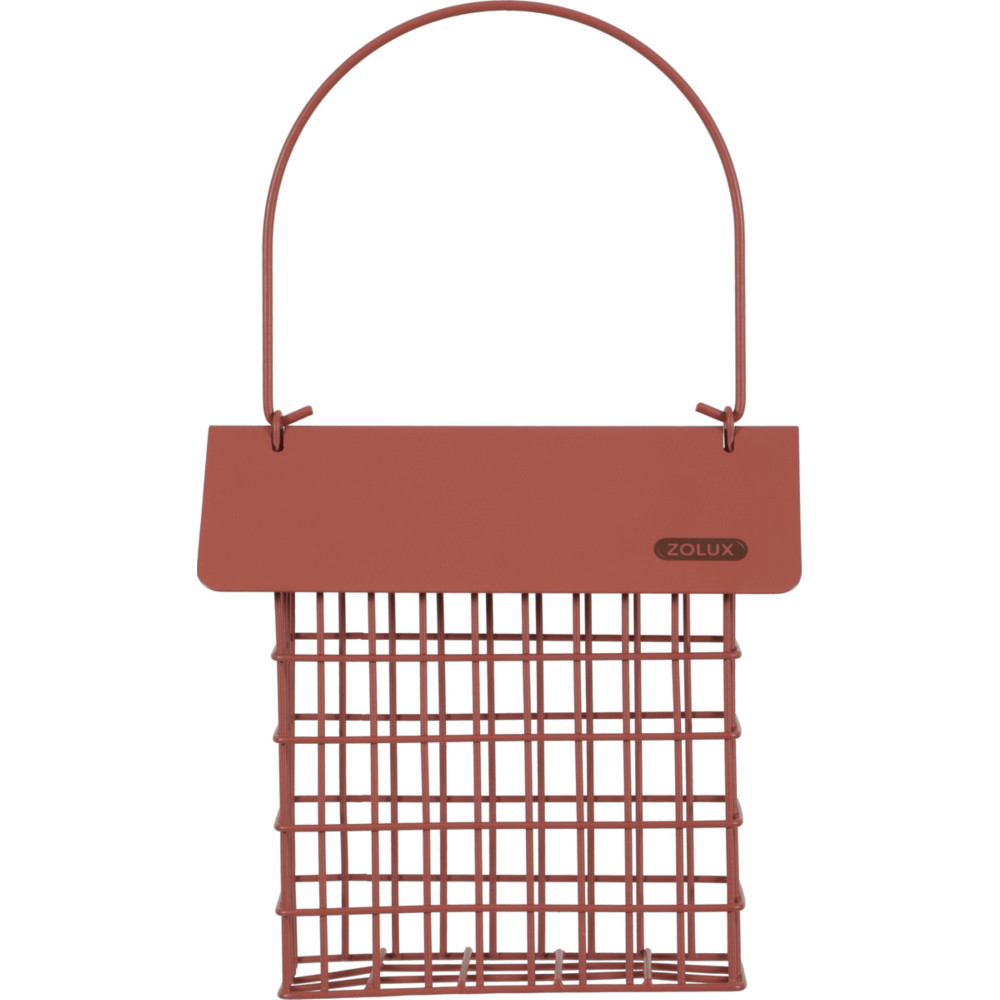 Support pain de graisse en métal avec toit rouge terracotta pour oiseaux