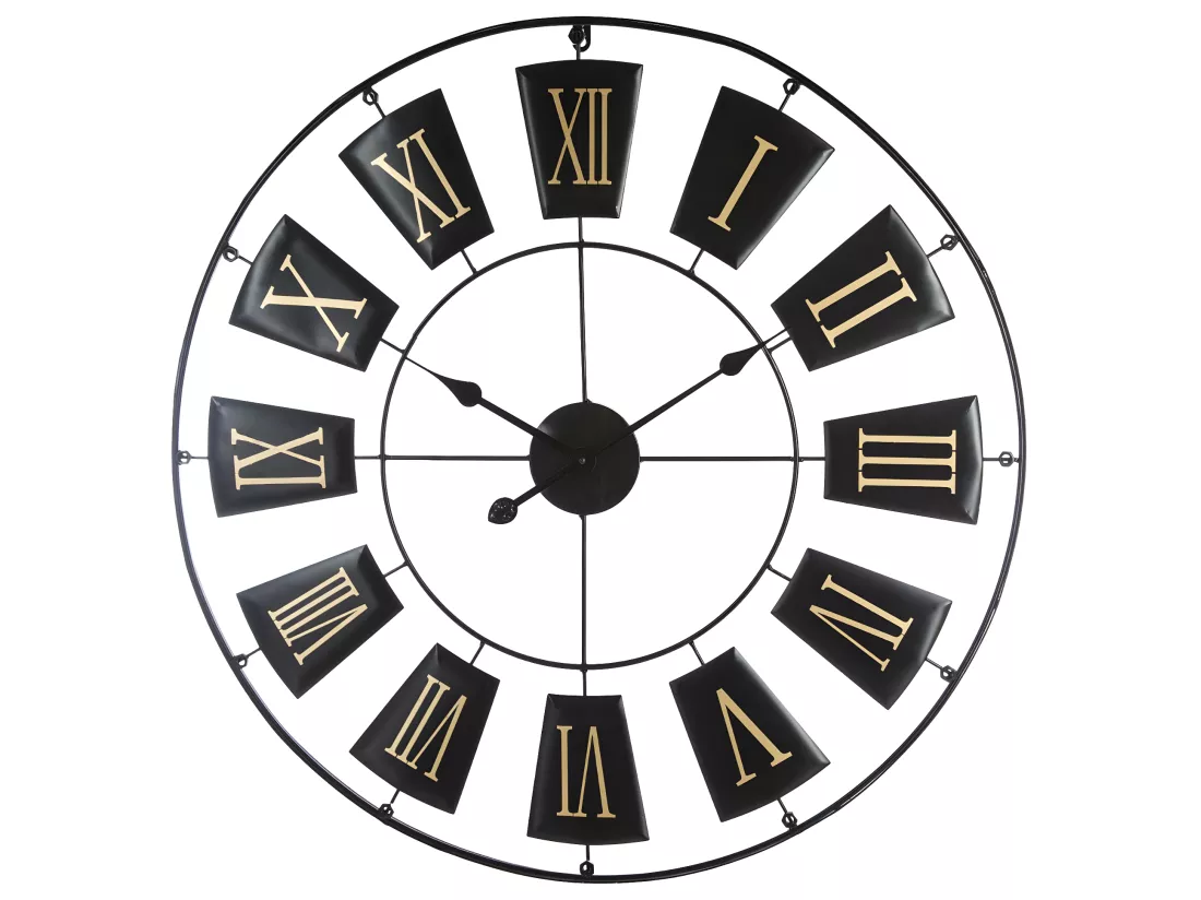 Grande Pendule murale en métal Noir D 76 cm