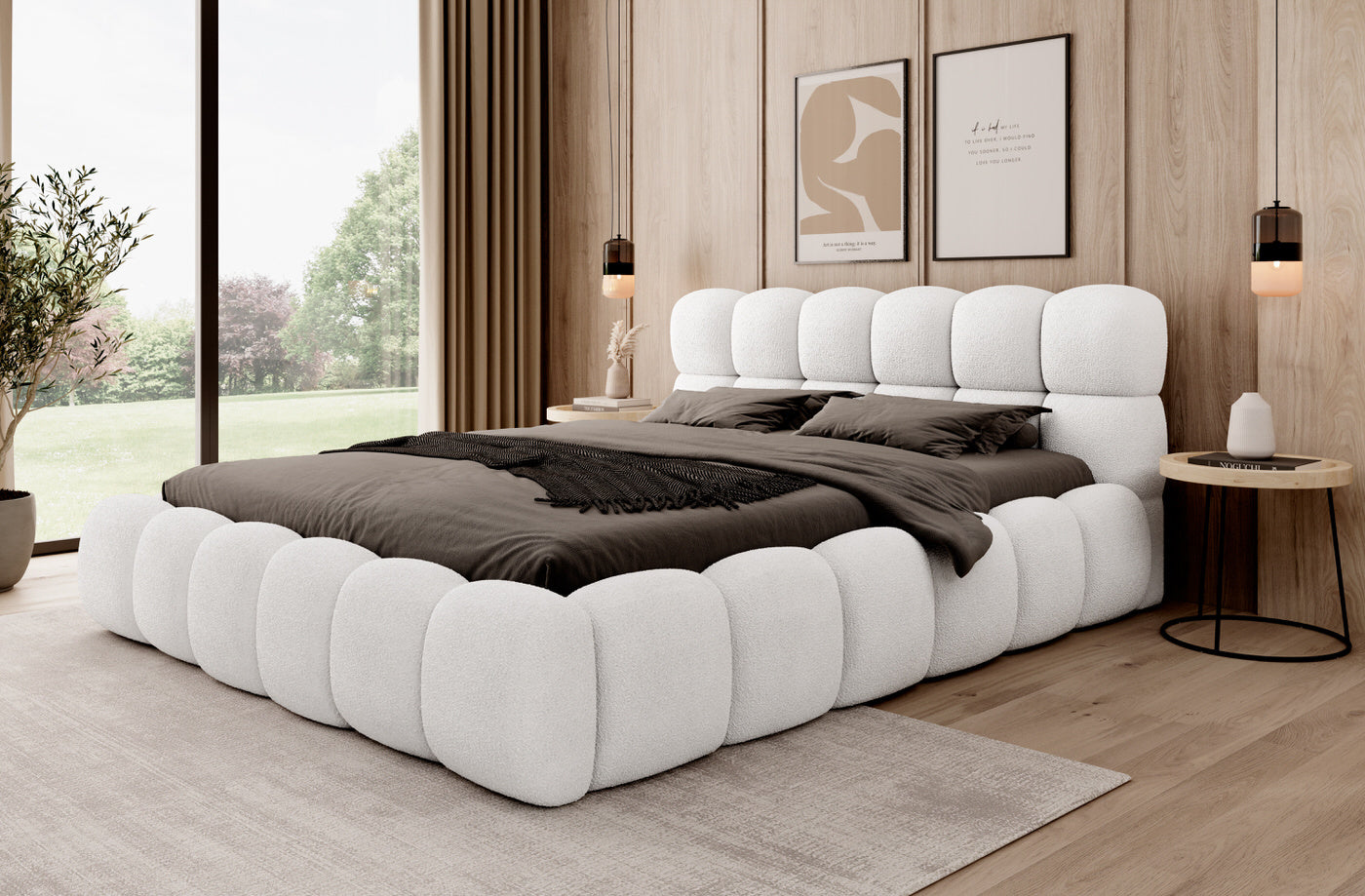 Trae Mobler Boston 140 x 200 cm Gestoffeerd Bed Naturel