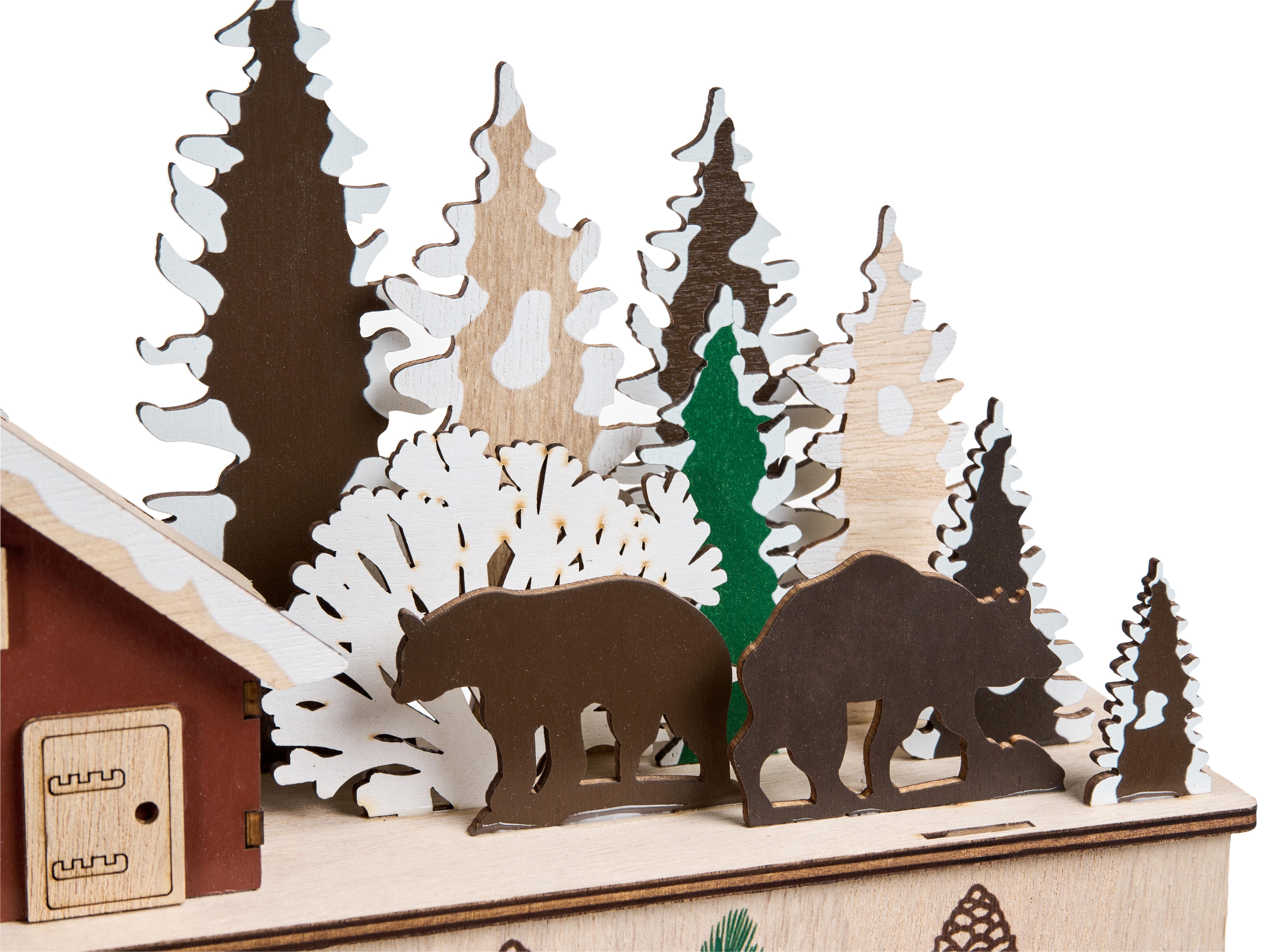 Kerstdecoratie LED HELIN Adventskalender 33 cm Lichtbruin