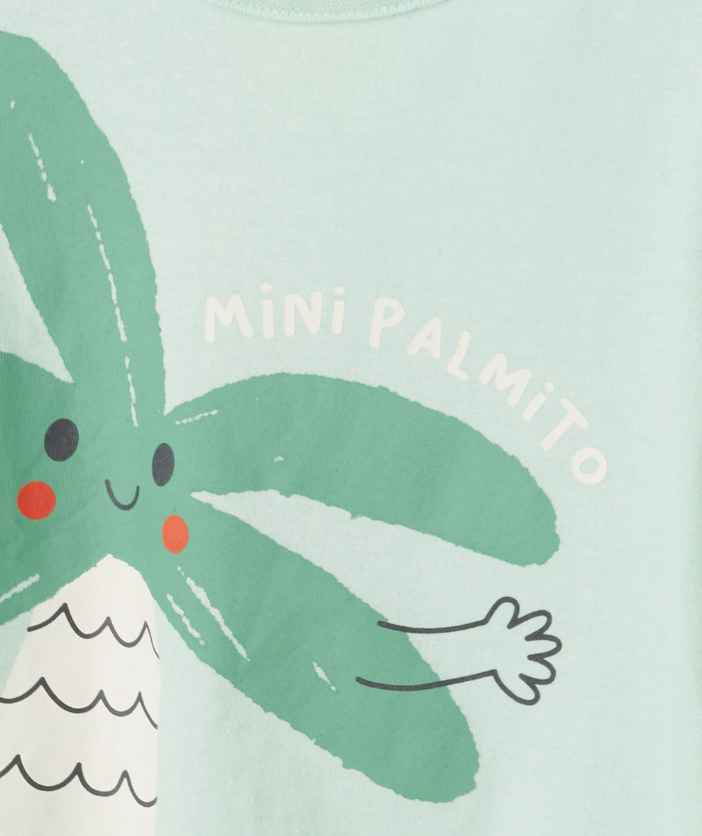 t-shirt bébé garçon en coton bio vert avec palmier et message