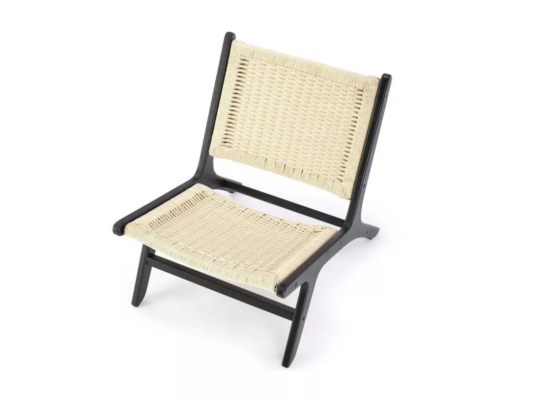 Fauteuil lounge en corde avec structure noire en bois massif Return