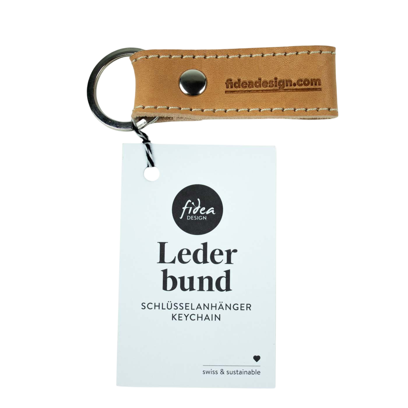 Schlüsselanhänger aus Leder Lederbund Kurz Cognac