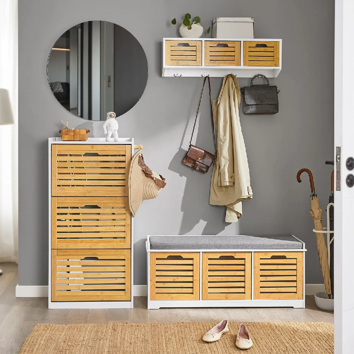 SoBuy FSR108-WN Armoire à chaussures 3 abattants