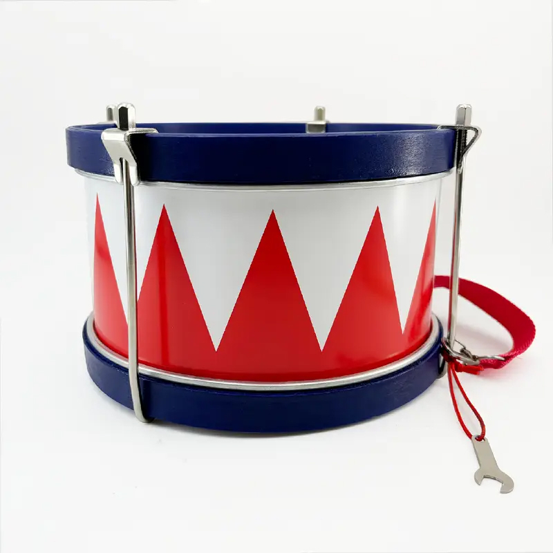 (Ø22cm) Kinder Trommel Fasnachts Kostüm Zubehör Motto Party Accessoire inkl. Verstellbarem Schultergurt - Weiss / Blau / Rot