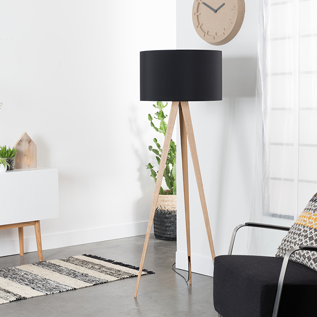 Vloerlamp Tripod hout wit