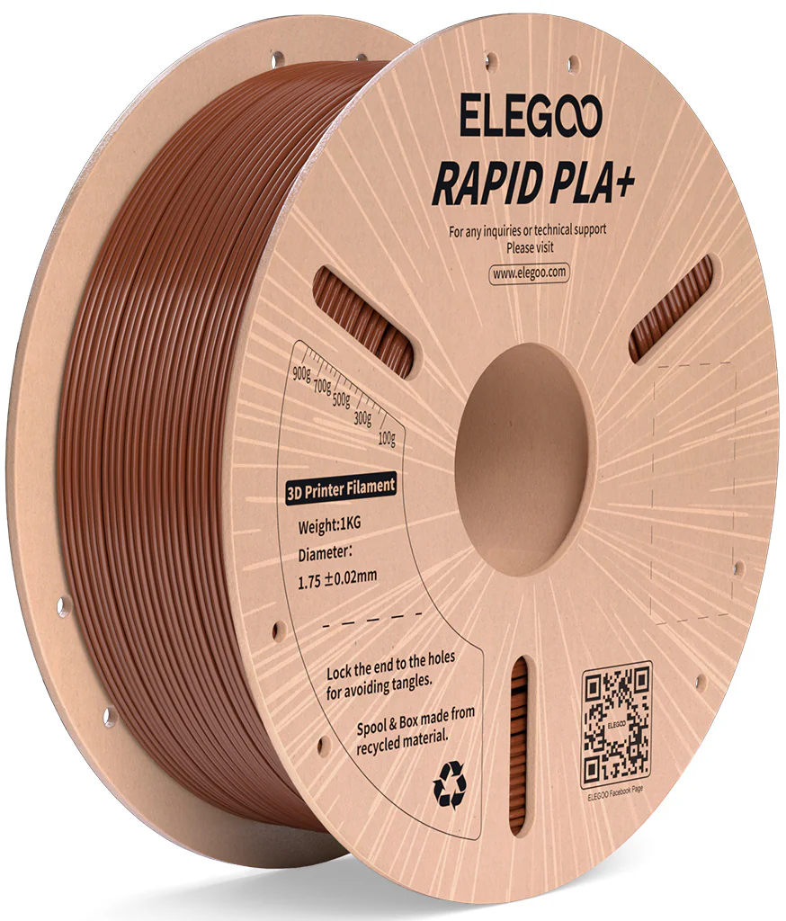 Elegoo  Rapid PLA+ Brown, 1,75 mm / 1000 g    PLA für High Speed Anwendungen in Brown