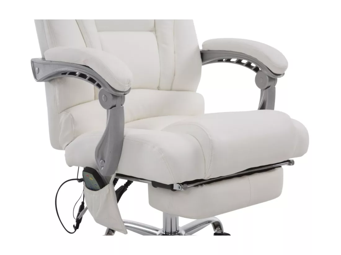 Chaise de bureau - Similicuir & Noyer - Blanc - Pacific