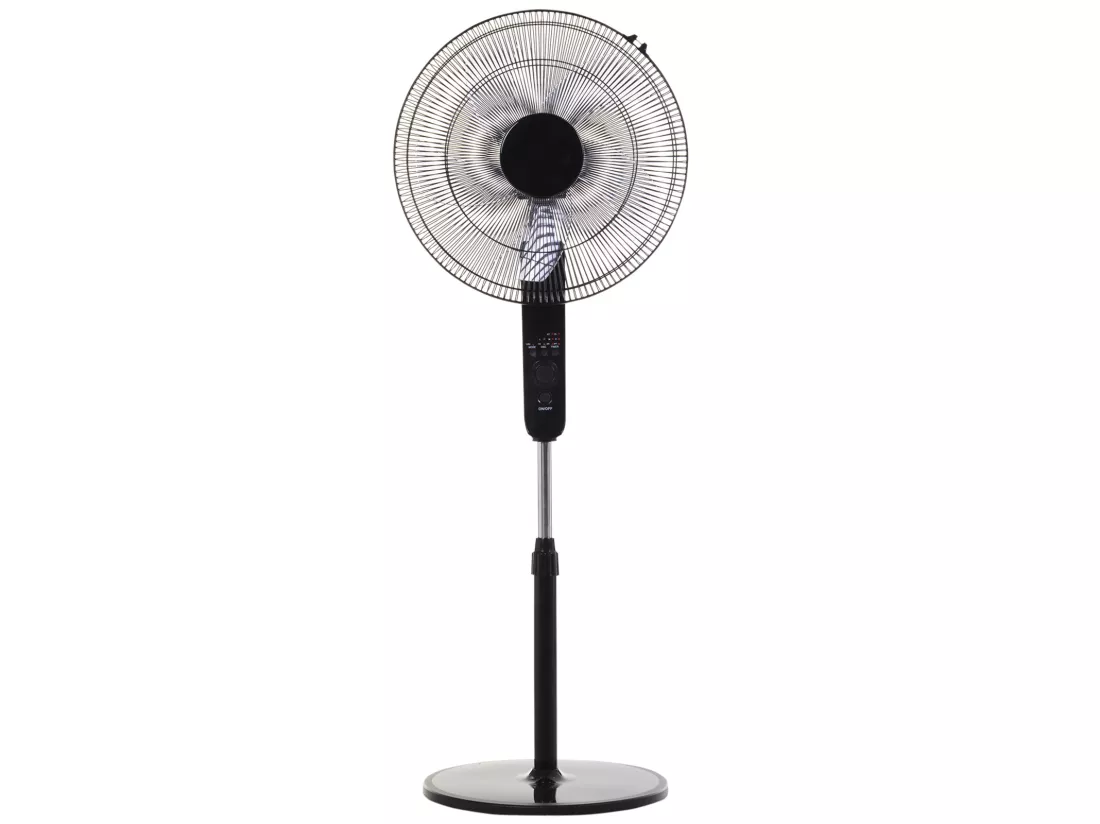 Ventilateur sur pied Ø 44 cm hauteur réglable oscillant silencieux 45 W avec télécommande minuterie 3 modes 3 vitesses noir
