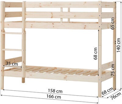 Hoppekids ECO Comfort Køyeseng 70x160, Wood