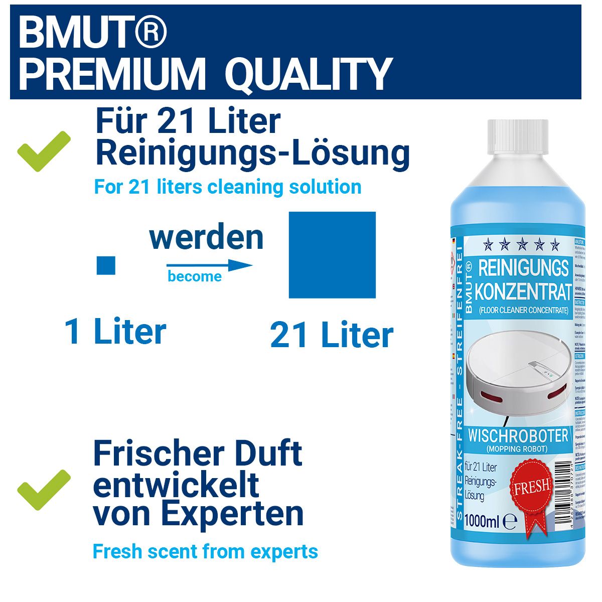 BMUT Wischroboter Reinigungsmittel Konzentrat mit Frische-Duft & Dosierbecher