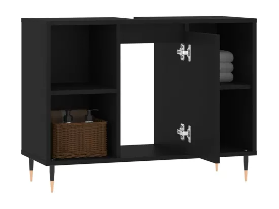Armoire de salle de bain noir 80x33x60 cm bois d'ingénierie