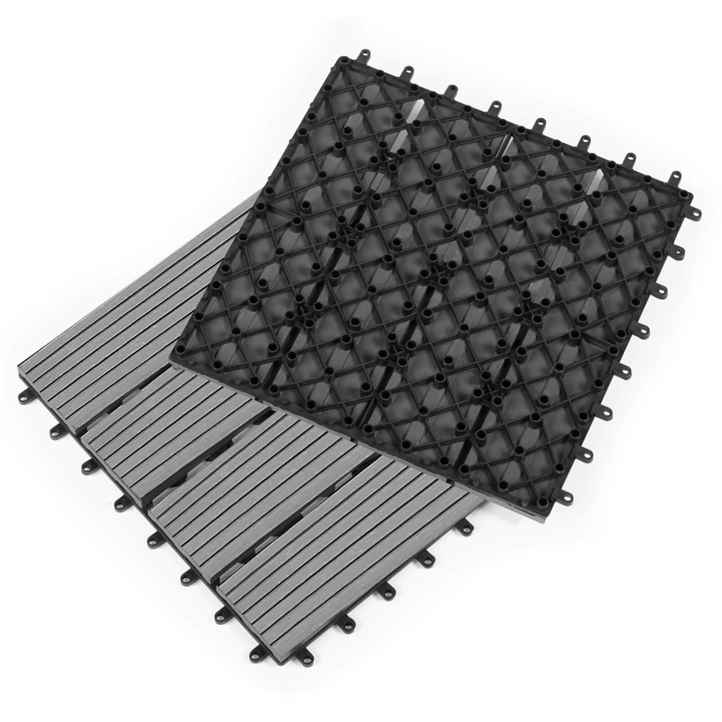 Lot de 10 dalles de terrasse WODHY clipsables bois composite gris 30 x 30 cm