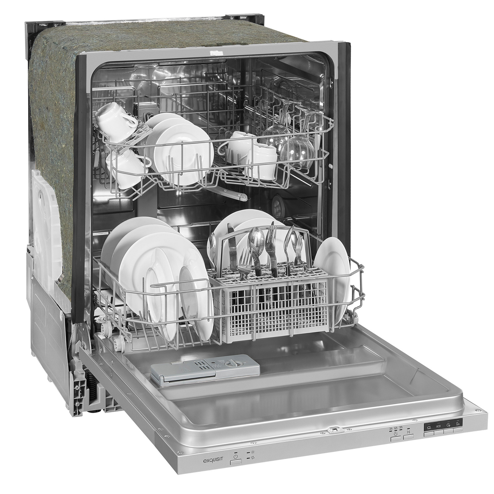 2-teiliges Set EXQUISIT Einbau-Geschirrspüler EGSP6012-E-030 INOX - vollintegriert - E