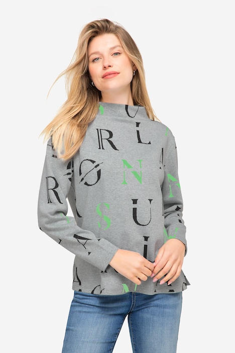 Sweatshirt, Buchstaben-Print, Stehkragen, Langarm, OEKO-TEX