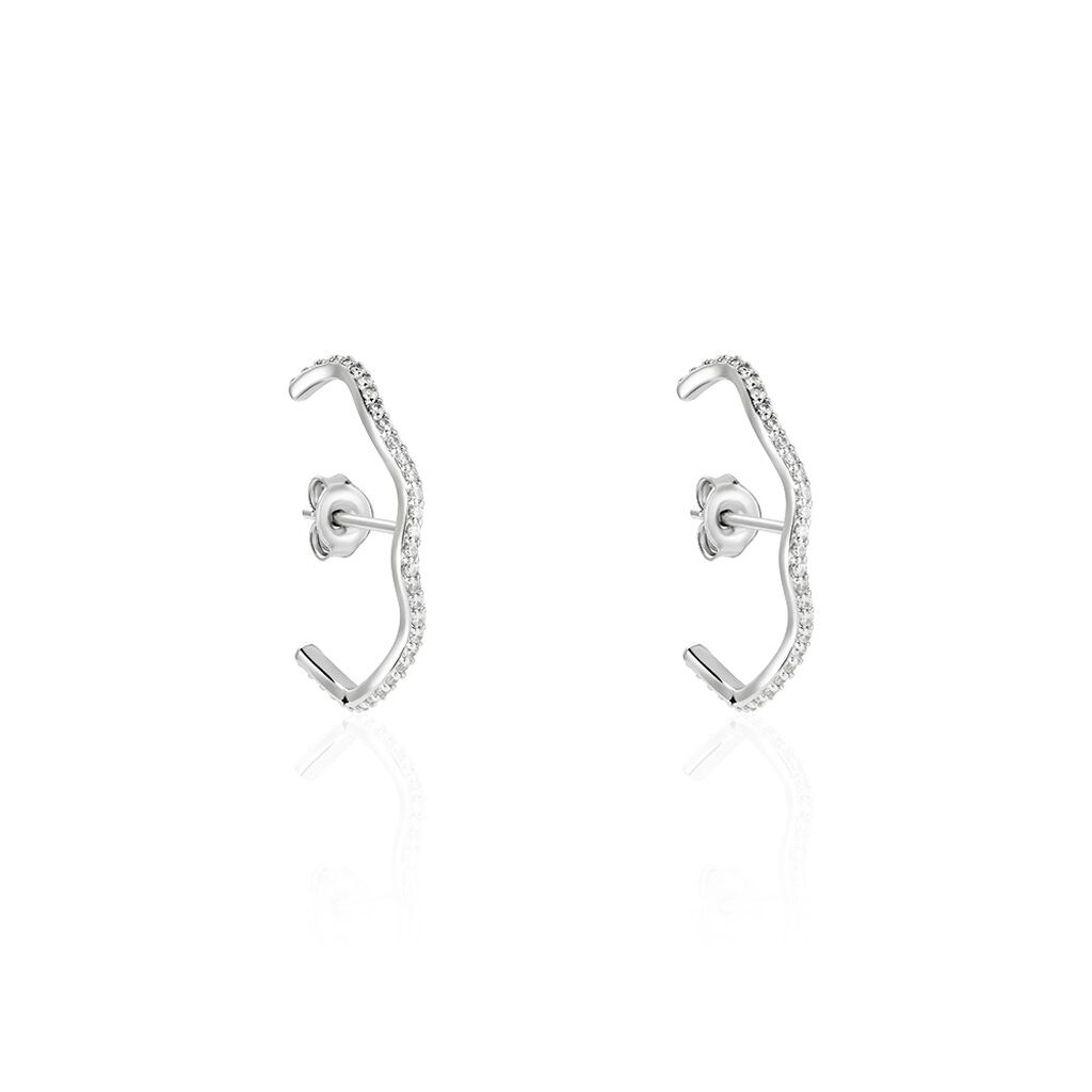 Créoles Lowri Argent Blanc Oxyde De Zirconium