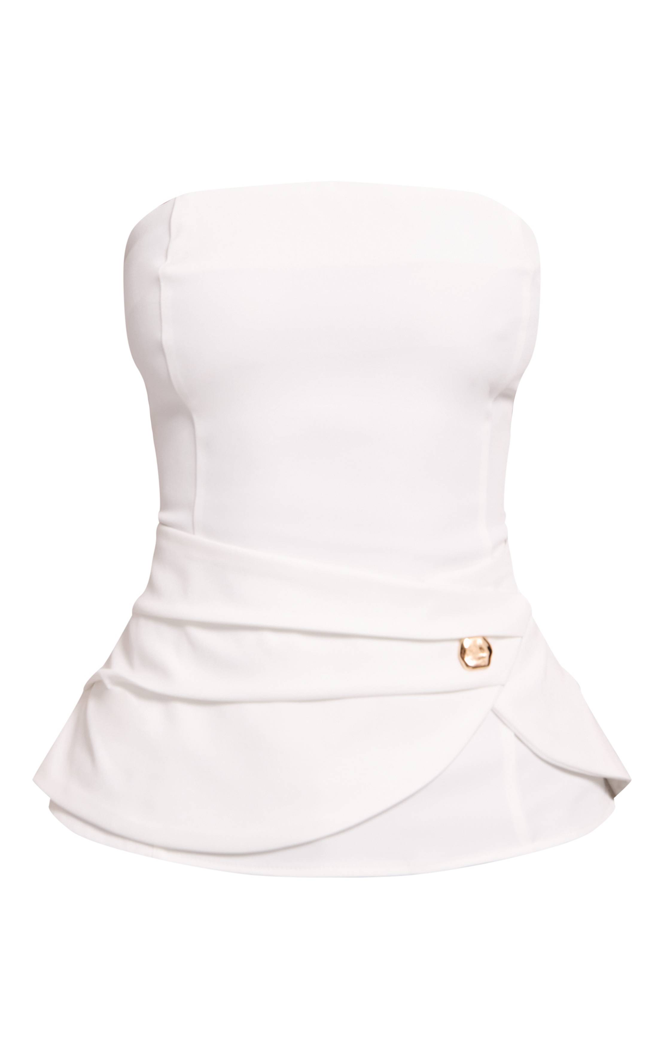 Blanc Haut Bandeau Asymétrique Petite Avec Détails De Finition