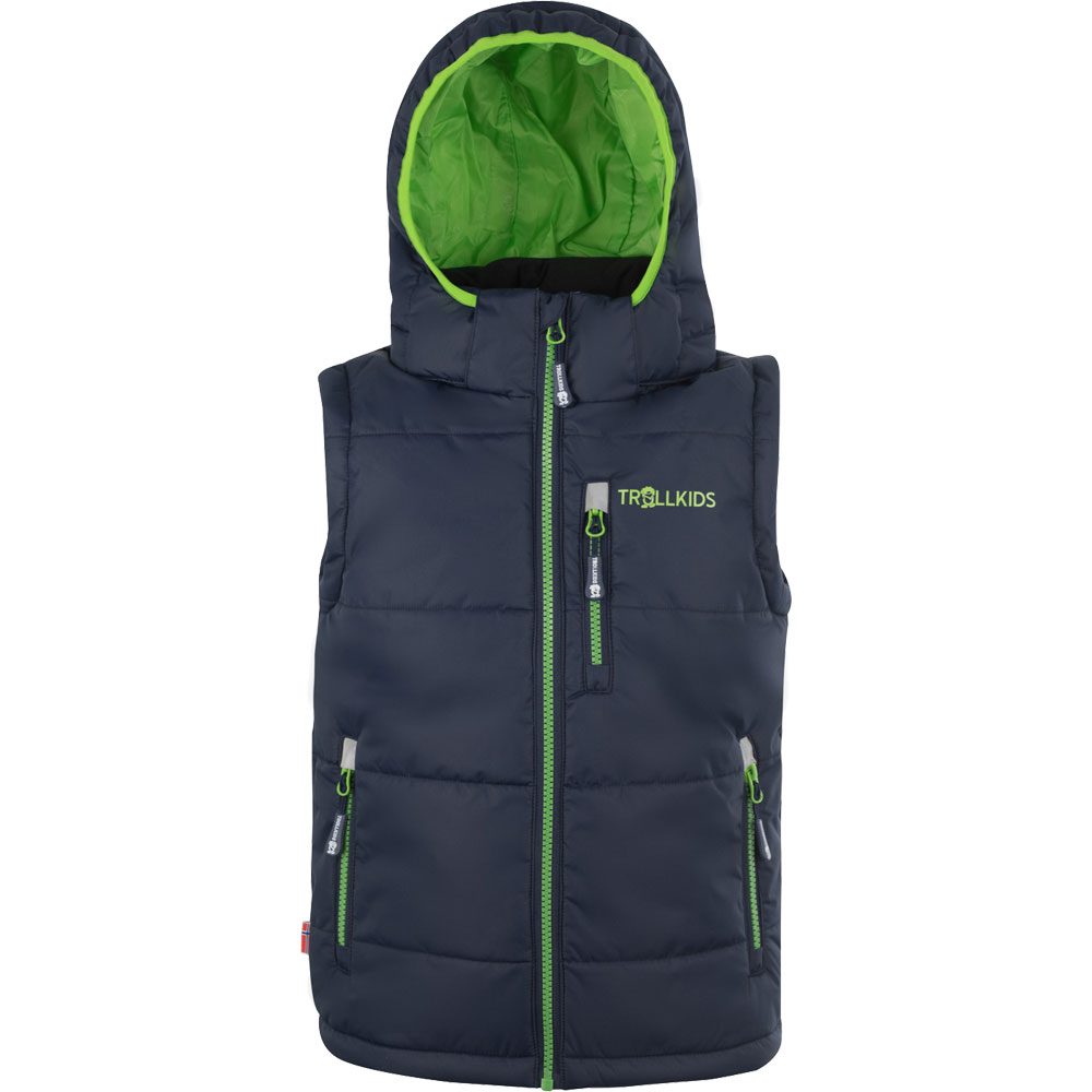 Trollkids Narvik Weste Kinder navy bright green
