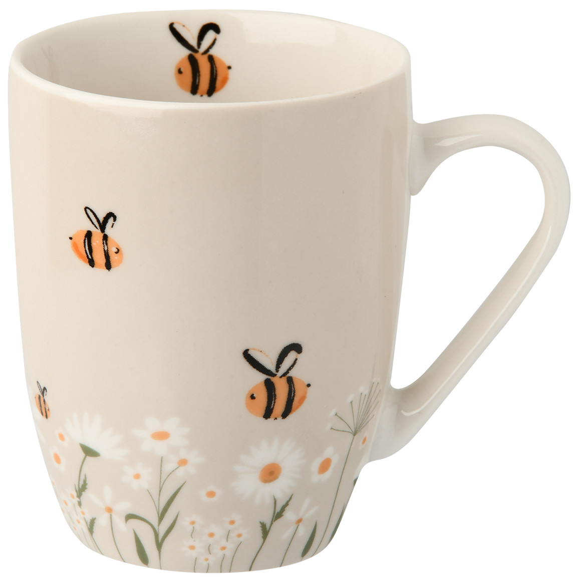 Tasse mit Bienen-Motiv hellbeige / gelb / schwarz