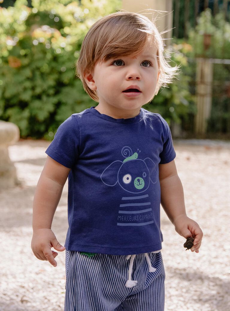 T-shirt bleu nocturne avec animaux
