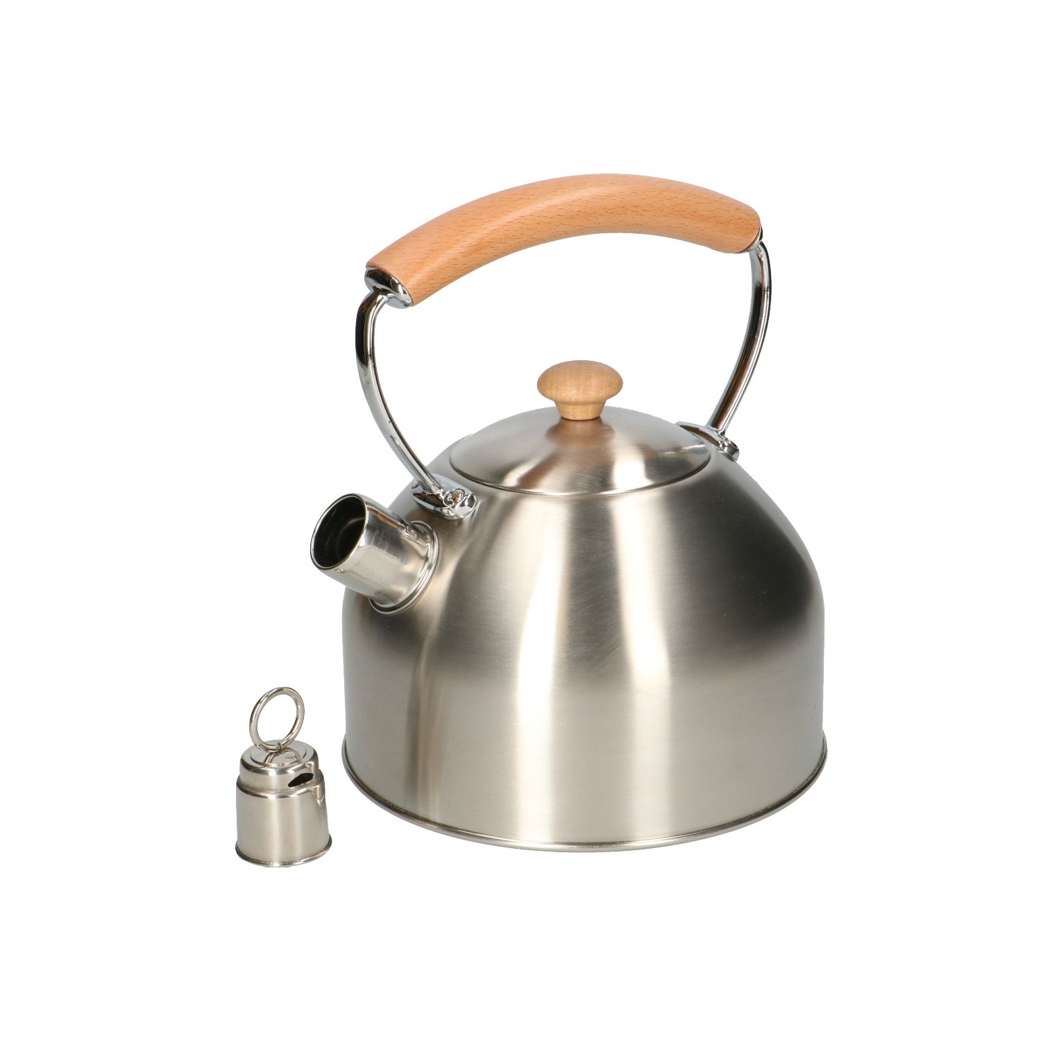 Fluitketel, rvs met houten handvat, 2.5 liter