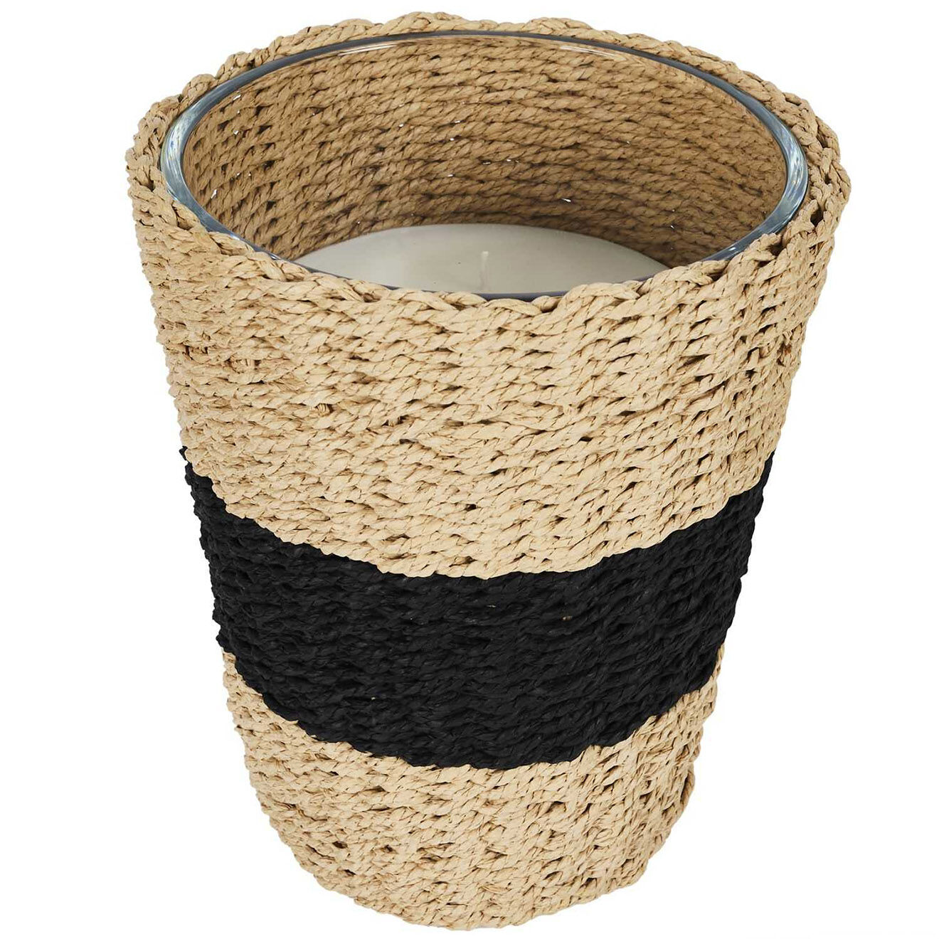 Home Deco Factory Bougie parfumée panier tressé - 3 mèches 70h