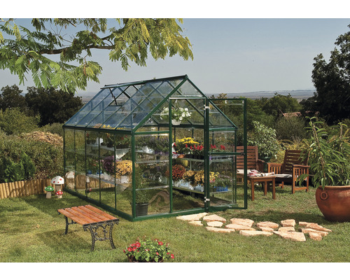 Harmony kas 6x10 polycarbonaat panelen 0,7 mm incl. funderingsframe 306 x 185 cm groen