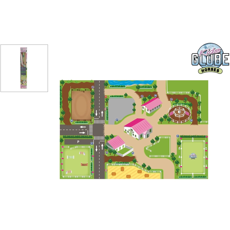 Kids Globe Farming Spielteppich Reitschule XXL Grün, Rosa Grün
