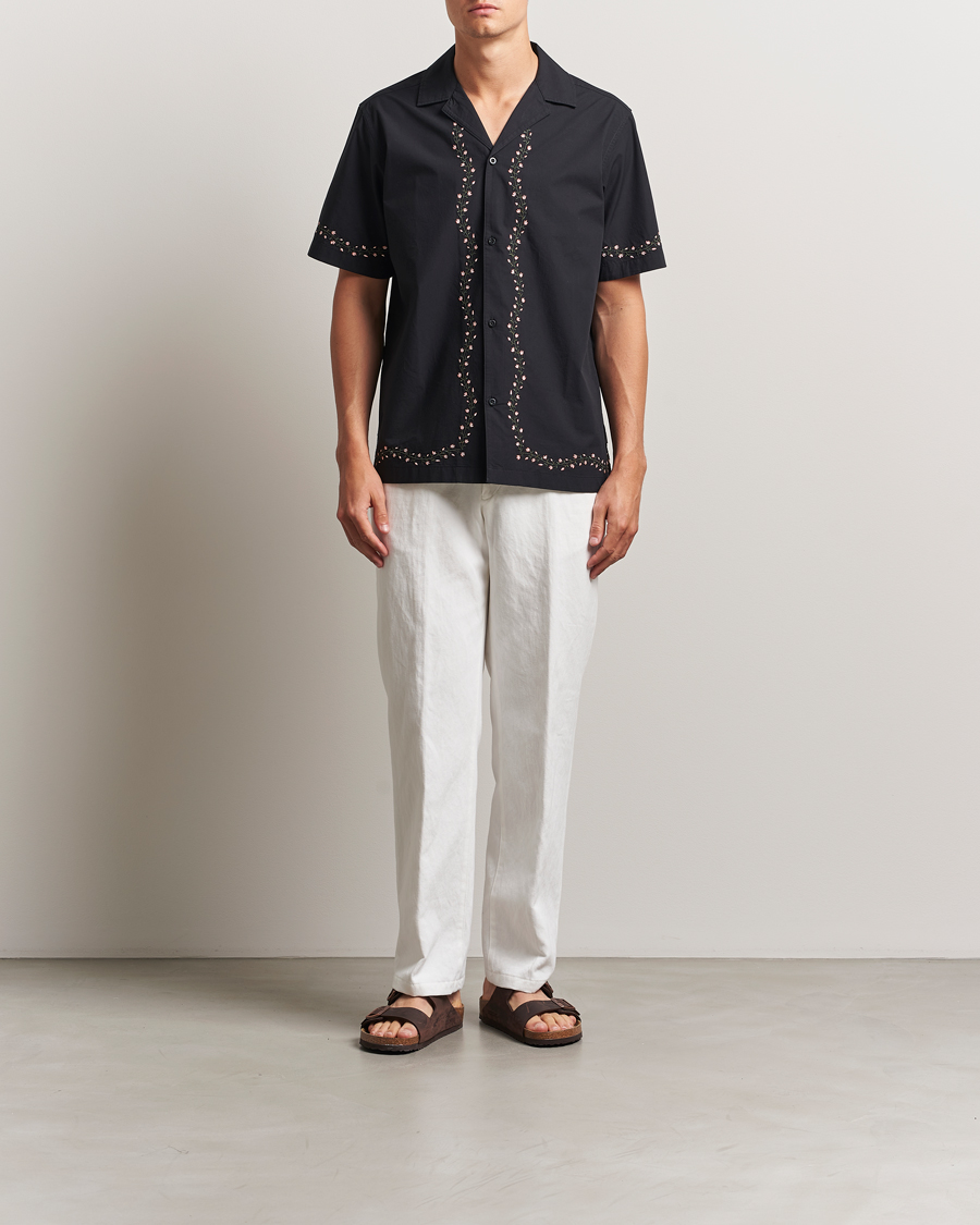 Les Deux Lesley Embroidery Short Sleeve Shirt Black