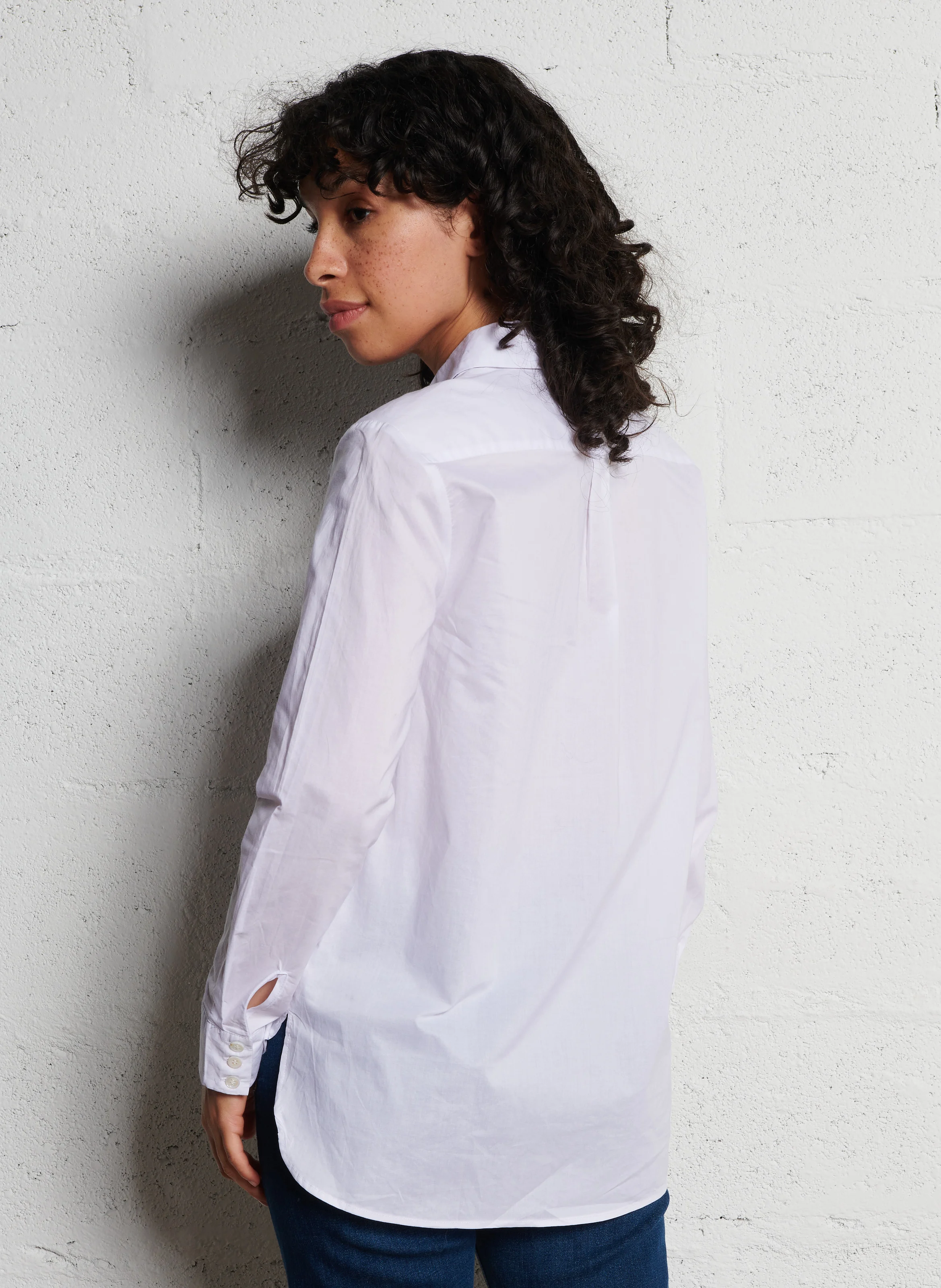 CARLI - Chemise col classique droite en coton | Blanc