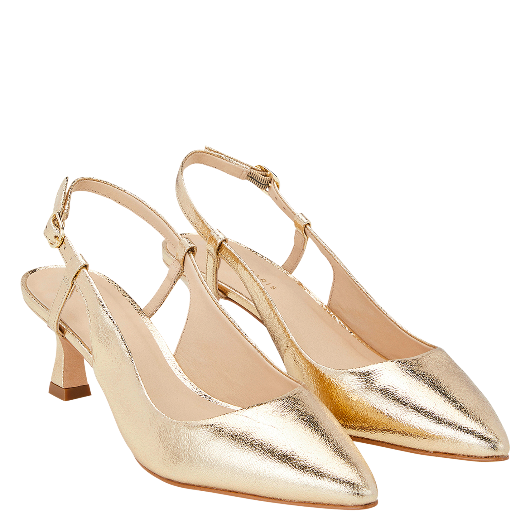 OREA - Sling-back en cuir métallisé | Doré