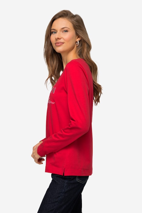 Longsleeve, Statement Stickerei, Rundhals, Langarm