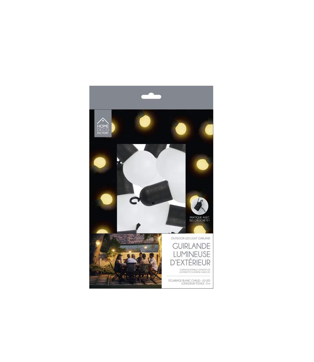 Paris Prix - Guirlande Lumineuse Extérieur ampoule 5m Noir