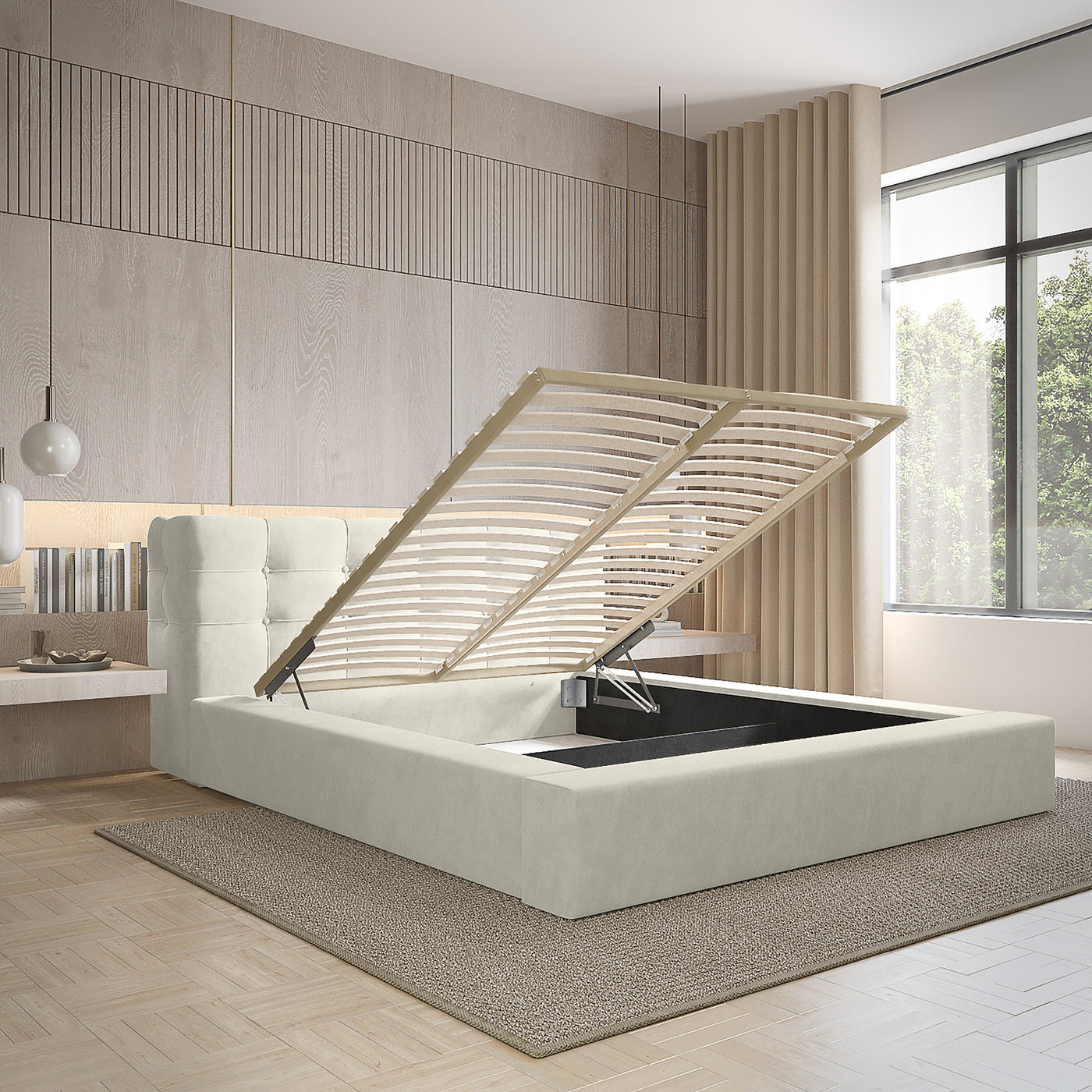 Trae Mobler Grace 160 x 200 cm Gestoffeerd Bed Lichtgrijs