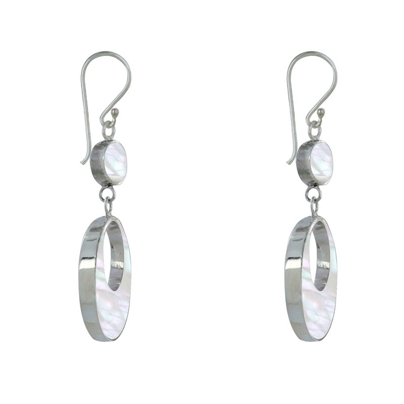 Boucles d'Oreilles Argent Petite Pastille et Pastille Ajourée de Nacre