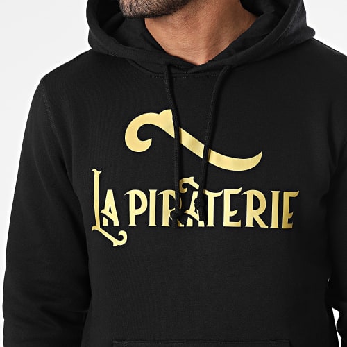 Sweat Capuche Logo Noir Doré