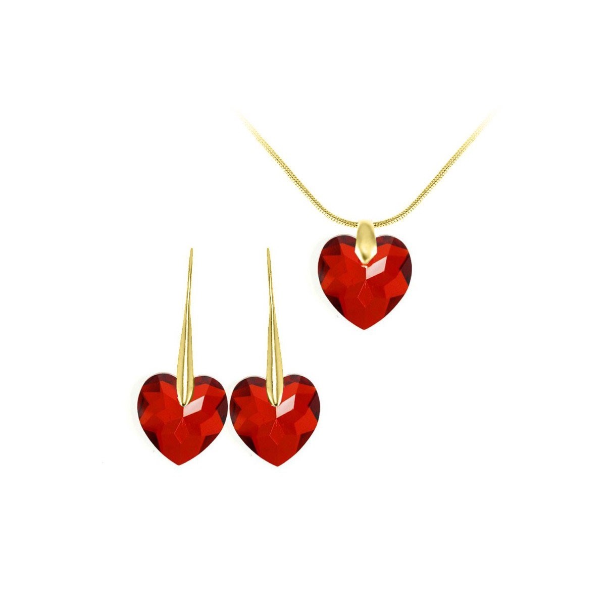 Parure collier et boucles d'oreilles coeurs SC Bohème orneés de Cristaux scintillants
