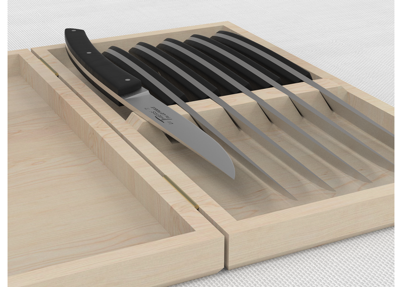 Service de 6 couteaux de table LE THIERS® avec un manche en bois d'ébène et lame en acier inoxydable