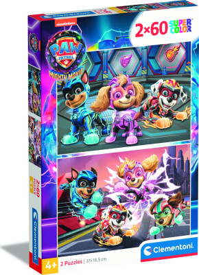 Paw Patrol Puslespil - The Mighty Movie - 2X60 Brikker - Clementoni