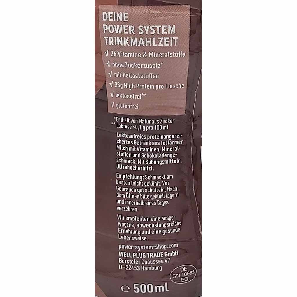 PowerX System Trinkmahlzeit Classic Chocolate 6 x 500ml, 3 Liter MHD:7.1.25