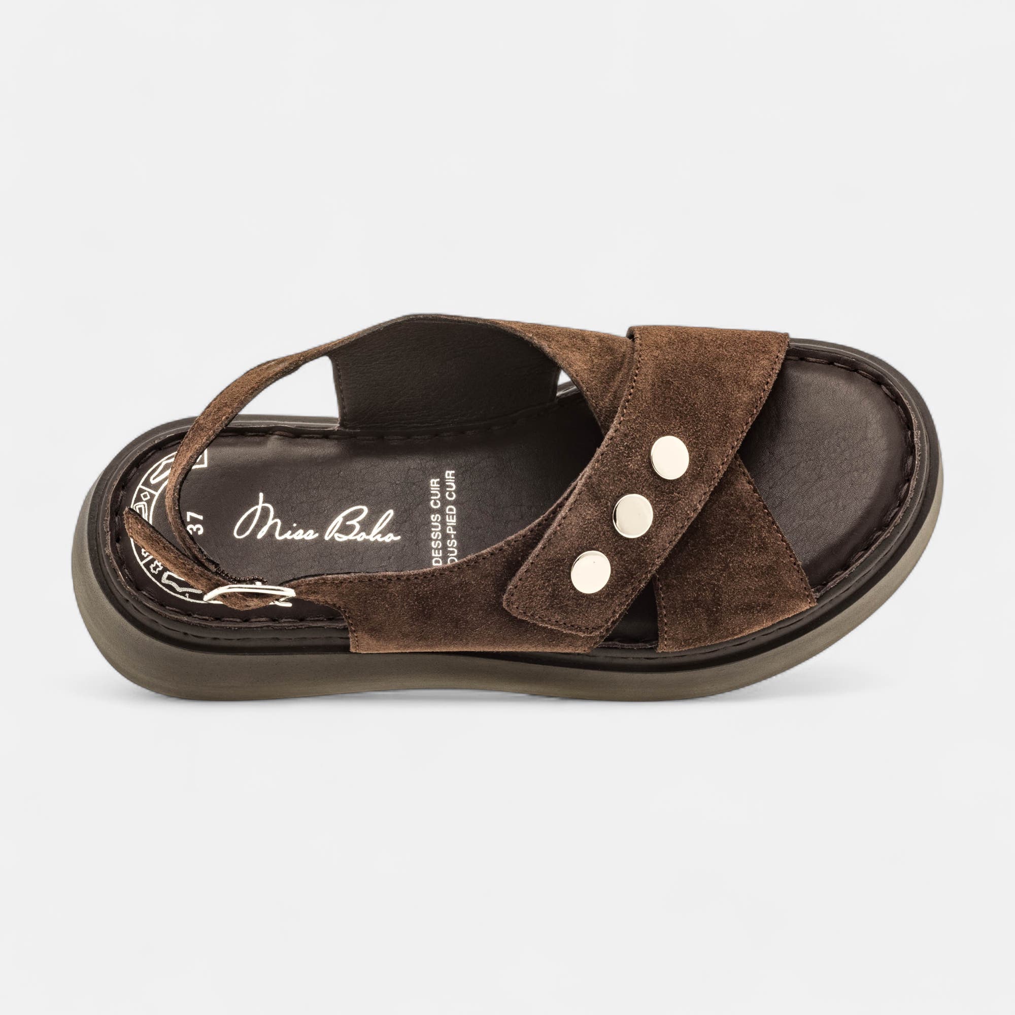 Sandales Femme en cuir marron